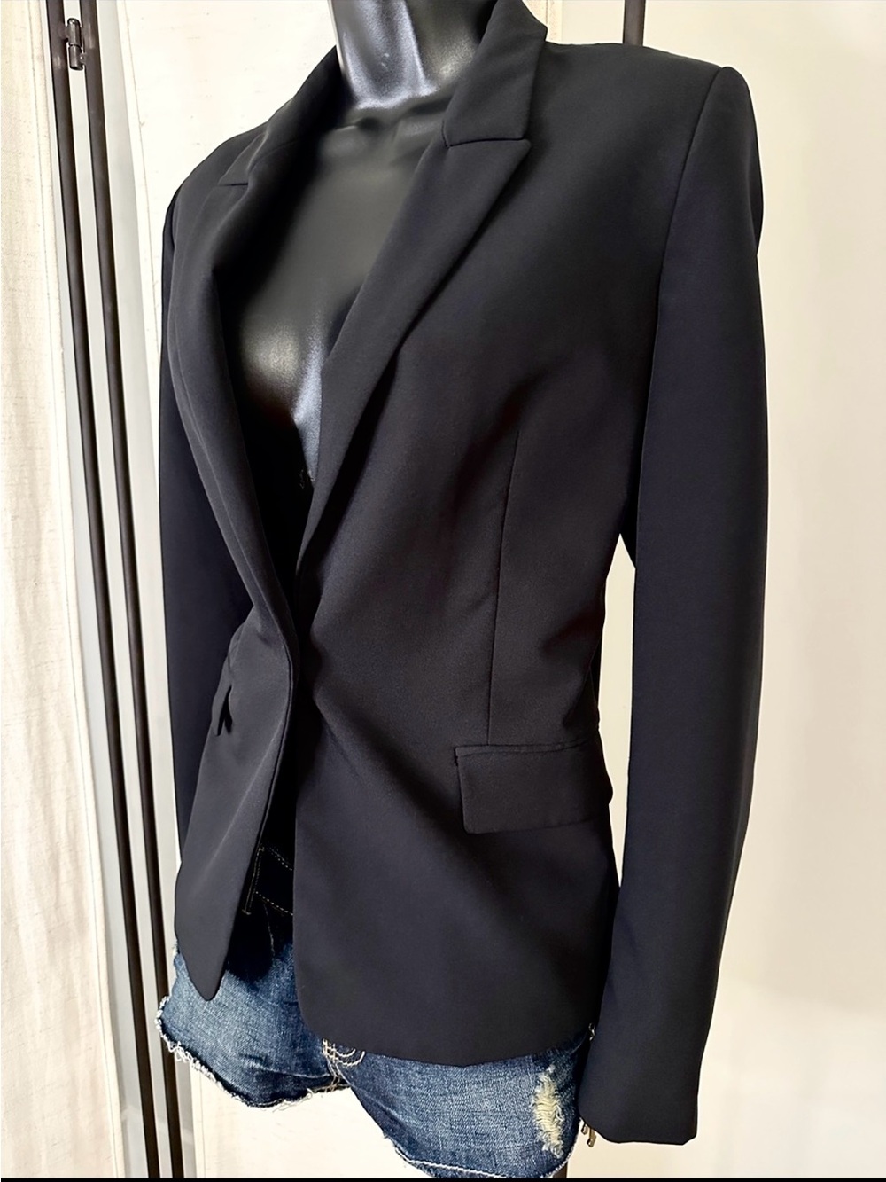 United Colors of Benetton Black Single Breast Suit Blazer Top